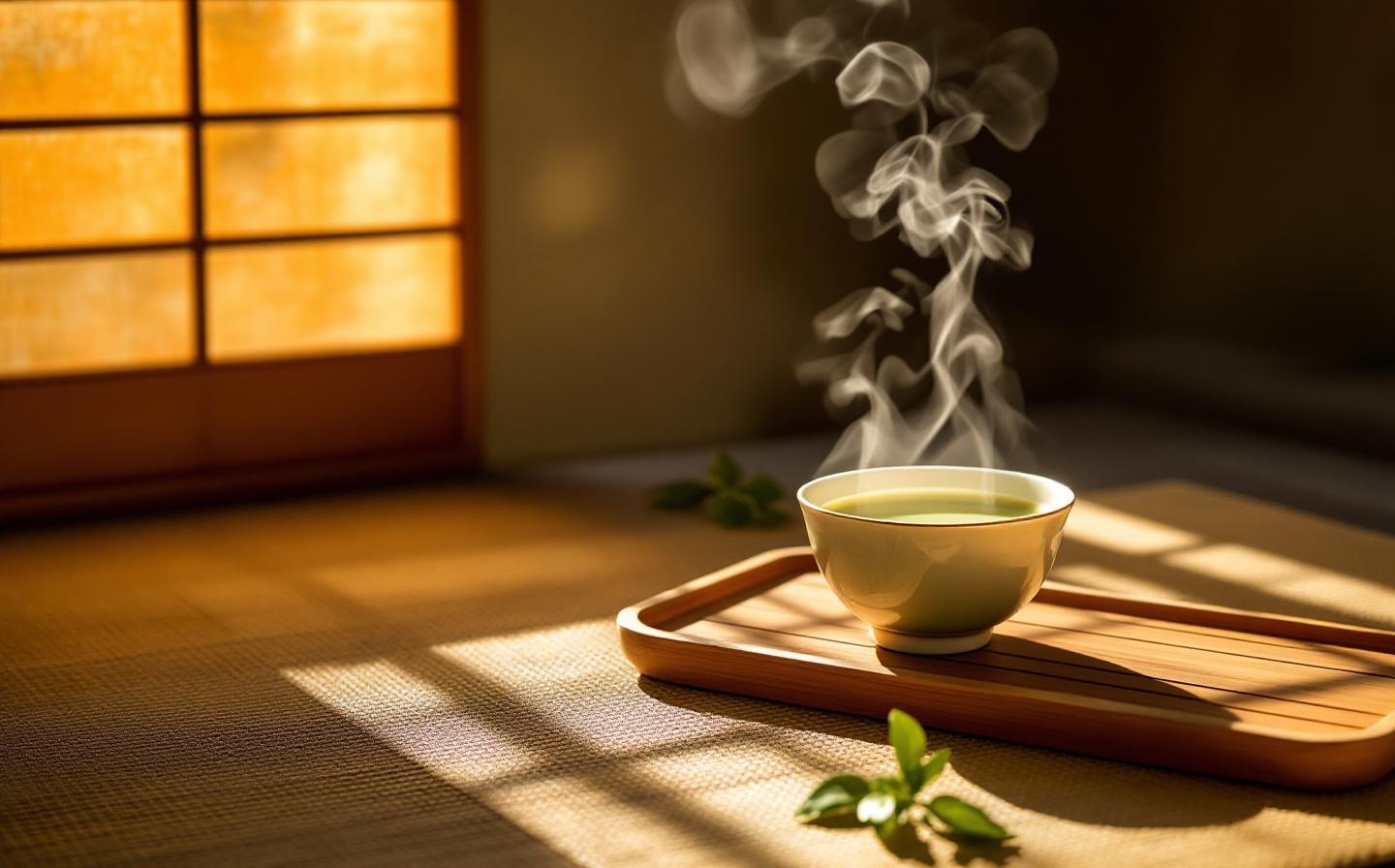 Warm light through a tea bowl